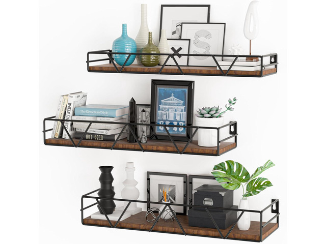 Floating Shelves Set of 3, Wood Wall Shelf, Farmhouse Shelf for Bedroom