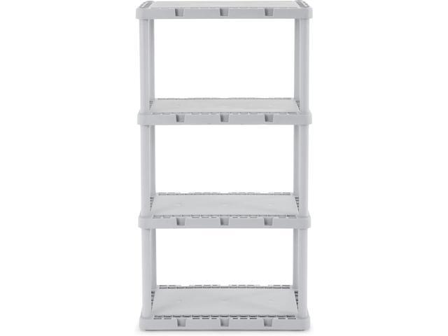 Gracious Living 4 Shelf Knect-A-Shelf Ventilated Light Duty Storage Unit Organizer System for Home, Garage, Basement, and Laundry, Gray.