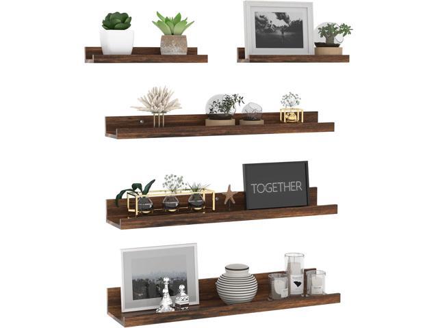 Giftgarden 24 Inch Wall Mounted Floating Shelves Set of 5, Rustic Wood Wall Shelves for Bathroom, Bedroom, Kitchen, Living Room Storage and...