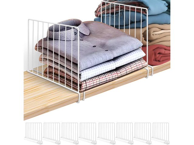 Shelf Dividers for Closet Organization, 8 Pack Metal Closet Shelf Dividers, Closet Shelf Organizer for Wood Closet Separator