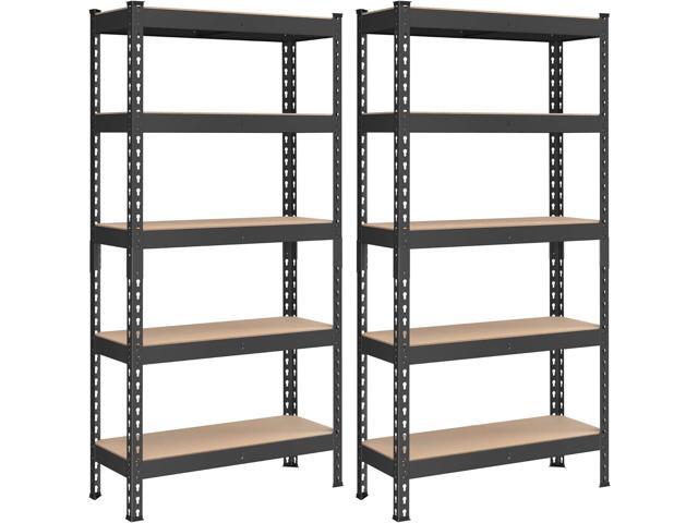 SONGMICS 5-Tier Storage Shelves, Set of 2 Garage Storage, Boltless Assembly, Adjustable Shelving Units, 11.8 x 29.5 x 59.1 Inches, Load 1929 lb.
