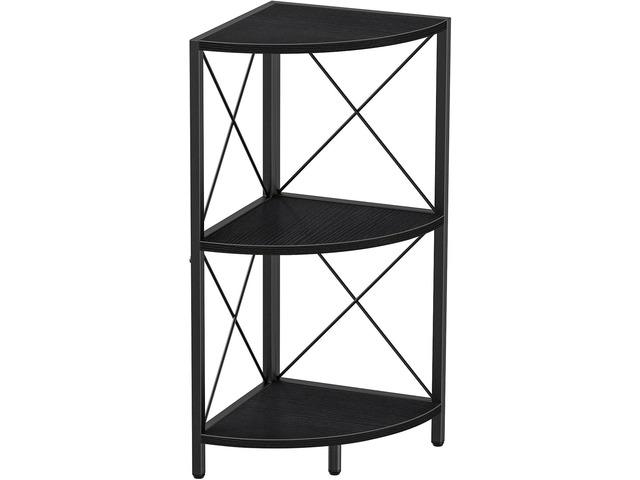 Snughome Corner Shelf with Metal Frame, 3 Tier Corner Storage Organizer, Freestanding Corner Bookshelf Stand Display Rack for Kitchen, Living Room,...
