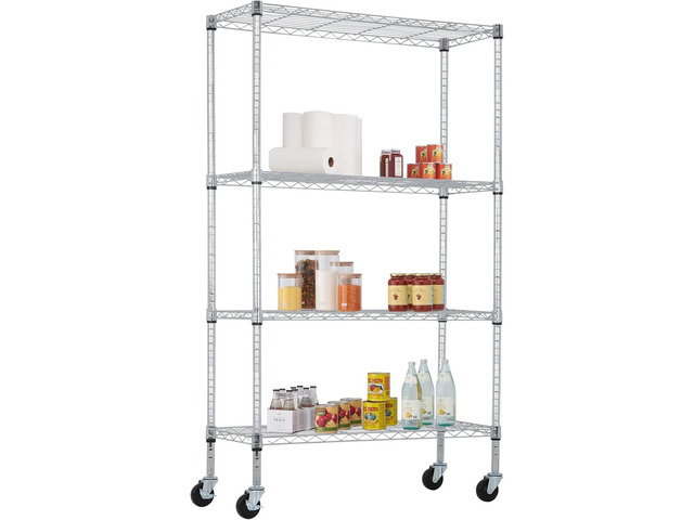 FDW 4-Tier Wire Shelving Storage Shelves Adjustable NSF Wire Shelf Heavy Duty Storage Shelving Unit on 3 Wheel Casters Commercial Metal Wire Rack...