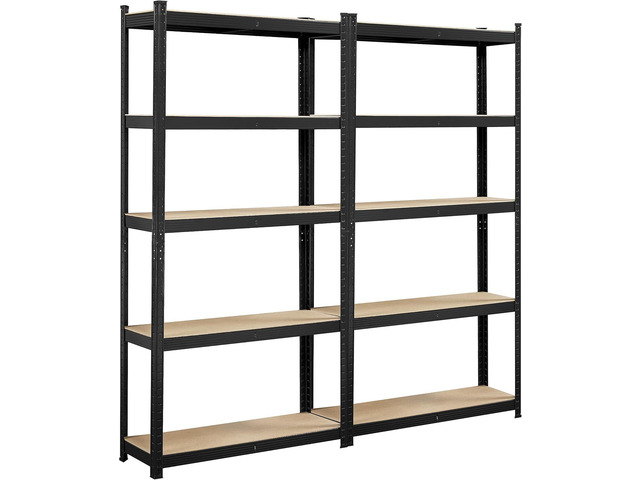 Topeakmart 2PCS 5-Tier Metal Storage Shelving Unit, 35.5x12x71Inch, Black