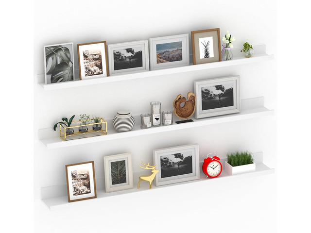 Giftgarden 47 Inch White Floating Shelves for Wall Mount, Modern Long Wood Wall Shelf Ledge for Bathroom Bedroom Living Room Kitchen Nursery...