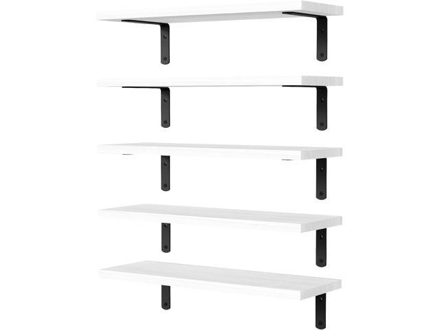 DOLLFIO Floating Wall Shelves, Decor & Storage, White, 16.5'', 5Pcs