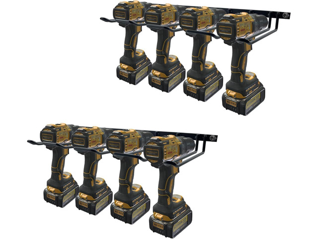 2 Pack Drill Holder, Power Tool Organizer Wall Mount, 80lb Heavy Duty Bearing Capacity Garage Storage, 4 Cordless Metal Shelf, Utility Storage Rack...