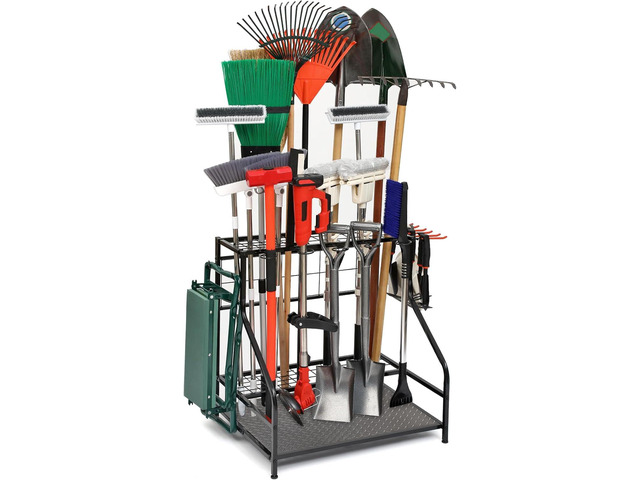 Garden Tool Organizer for Garage, Garden Tool Rack, Up to 58 Long Handled Tools, Yard Tool Holder for Garage, Shed, Outdoor, Tool Stand, Black...