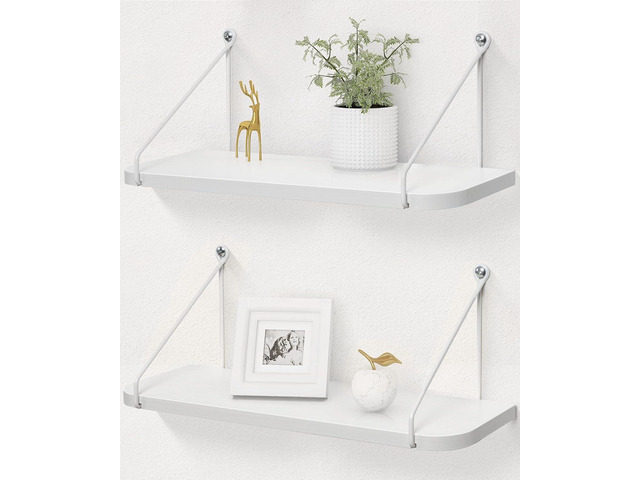 Afuly White Floating Shelves for Wall, Shelf with Brackets, Set of 2