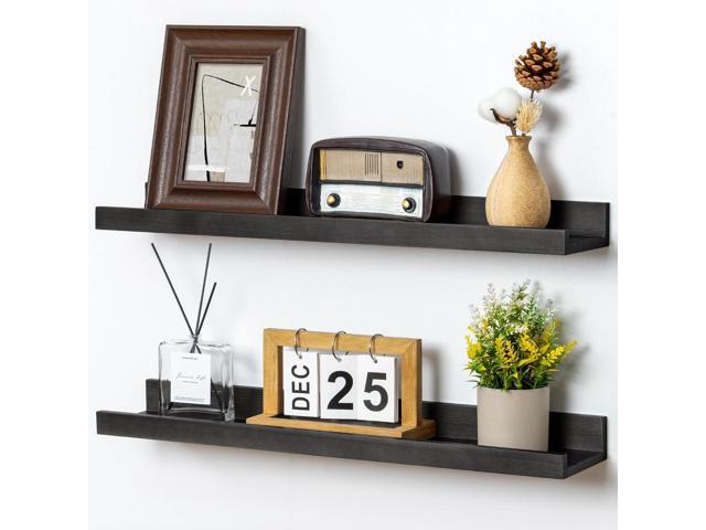 Picture Ledge Shelf for Wall, 24 inch Solid Pine Wood Nursery Book Shelves 2 Packs, Floating Ledge Shelves for Kids' Room Bedroom Bathroom Living...