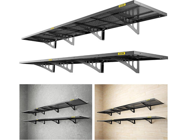 Aecxm 4-Pack 1.64x4ft Adjustable Garage Wall Shelving 1120lbs Load Capacity Heavy Duty Wall Mounted Storage Shelf Metal Floating Shelves for...