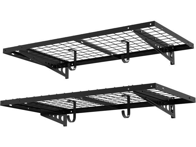 FLEXIMOUNTS 2 Pack 2x4ft Garage Storage with 4 Hooks, Black
