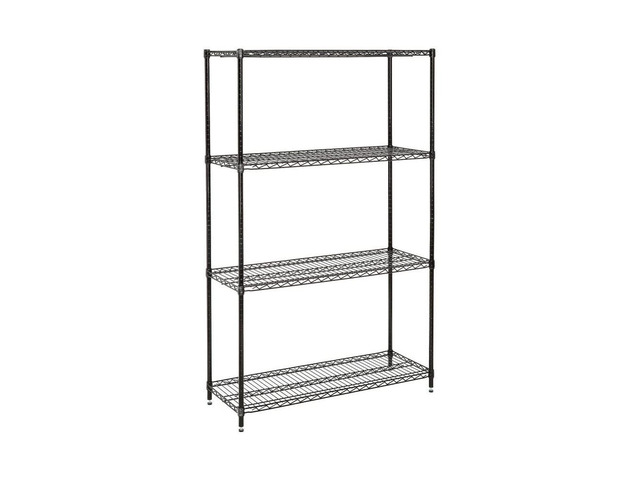 Nexel Economy Adjustable Wire Shelving Unit, 4 Tier, NSF Listed Commercial Storage Rack, 24' x 36' x 74', Black Epoxy