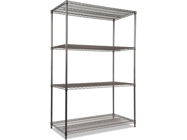 Alera Wire Shelving Starter Kit, Four-Shelf, 48w x 24d x 72h, Black Anthracite