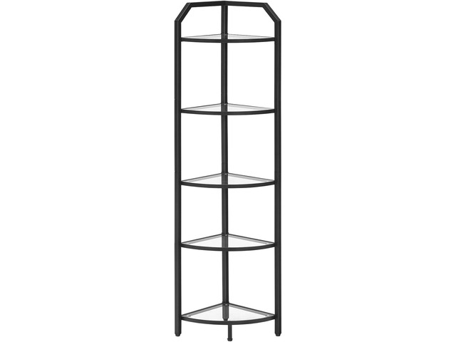 HOOBRO 5-Tier Corner Shelf Stand, Gold Corner Bookshelf, Tempered Glass Shelves, Bathroom Organizer, Corner Plant Stand, for Living Room, Study,...