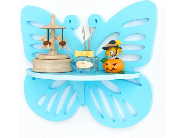 Butterfly Shaped Nursery Wall Deor Floating Shelf, Small Decorative Shelf Wall Mounted, Cute Wall Display Rack for Kids Room, Hanging Wall Shelf...