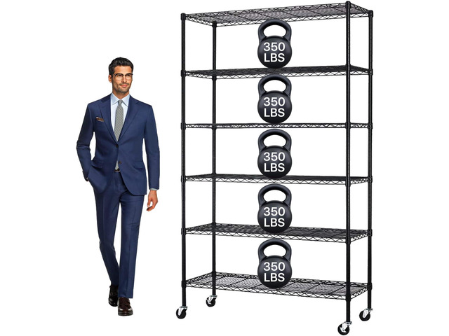 Dkeli Metal Shelves Garage Shelving Wire Shelving Unit with Wheels, 6000lbs Weight Capacity Heavy Duty NSF Height Adjustable Storage Shelves 6 Tier...