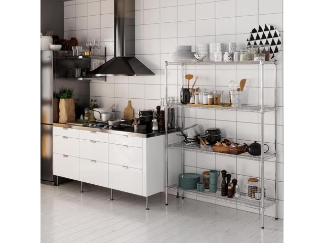 14' Deep x 48' Wide x 64' High 4 Tier Chrome Wire Shelving Kit NSF Commercial Storage Rack Unit