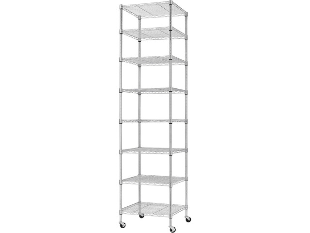 Finnhomy Heavy Duty 8 Tier Wire Shelving with Wheels 18x18x72.8-inches 8 Shelves Storage Rack Thicken Steel Tube, Pantry Shelves for Storage,...