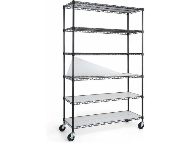 CAPHAUS NSF Heavy Duty Wire Shelving w/Wheels, Leveling Feet & Liners, Storage Metal Shelf, Garage Shelving Storage, Utility Wire Rack Storage...