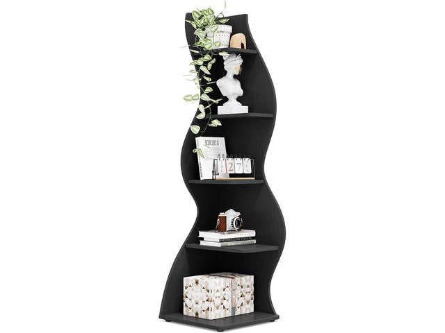Tribesigns Corner Shelf, Modern 5-Tier Wall Corner Bookshelf, Stylish Corner Small Bookcase Storage Rack Plant Stand with Unique Shape for Living...