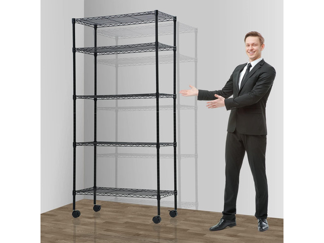 5 Tier Wire Shelving Unit, Storage Metal Shelves, Standing Shelf Units, NSF Heavy Duty Height Adjustable Garage Shelving, 14' W x 30' L x 60' H,...
