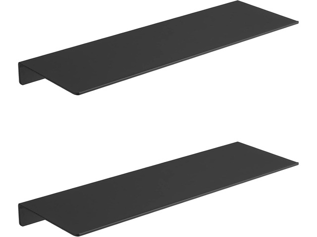 JOOM Black Floating Shelves for Wall Storage, Metal Wall Shelves for Living Room, Bathroom, Kitchen, 16 Display Shelves for Collectibles(2 PCS)