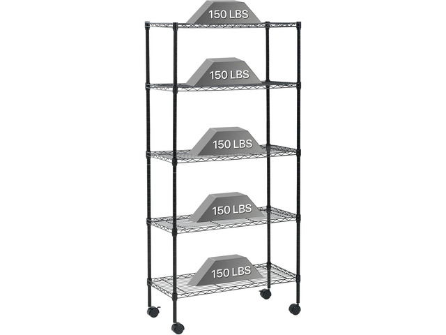 Dkelincs Wire Shelving Unit 30''L×14''W×60''H NSF Metal Storage Shelves 5 Tier Height Adjustable Wire Shelf with 4 Wheels for Kitchen Office Pantry...