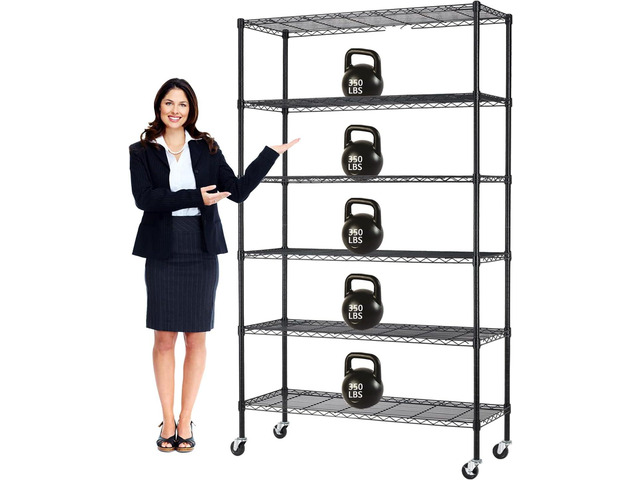 Dopinmin 6-Tier Storage Shelf, Wire Shelving Unit Pantry Shelves,Black
