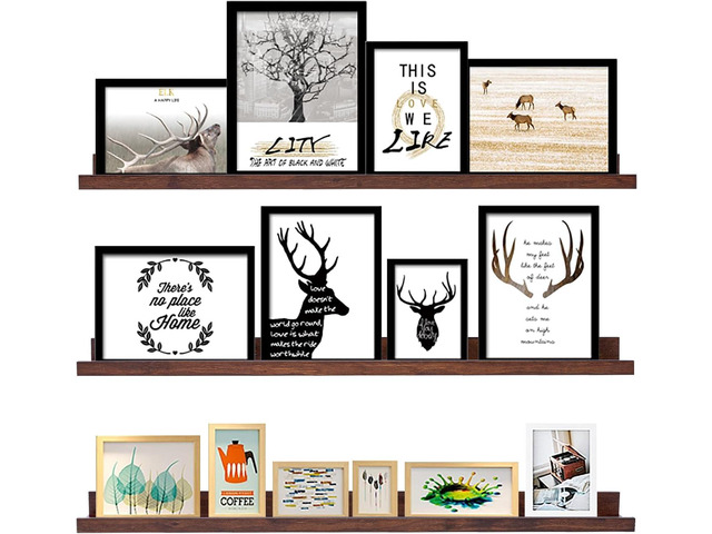 AZSKY Floating Shelves Wall Mount Deep Walnut for Wall Storage 36 Inch Rustic Picture Photo Ledge Shelf with Lip Nursery Book Shelves for Kids Room...