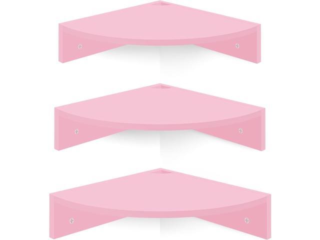 Homode Corner Shelf Wall Mount, Set of 3 Corner Floating Shelves with Cable Hole, 3 Tier Wood Corner Hanging Shelves, Living Room Bedroom Bathroom,.