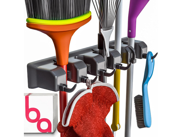EXTRA GRIP Mop & Broom Holder Wall Mount - Wall Hanging Garden Tool & Utility Closet Organizer, Mop & Broom Hook, Broom Hanger Wall Mount, Mop...