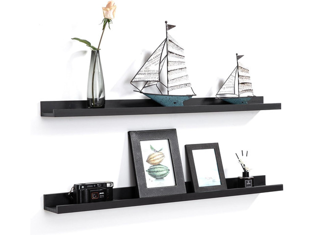 AZSKY Picture Ledge Shelf, Floating Shelves Set of 2, 48 Inches Picture Shelves for Wall with Ledge, Long Shelf Wall Mounted for Living Room...