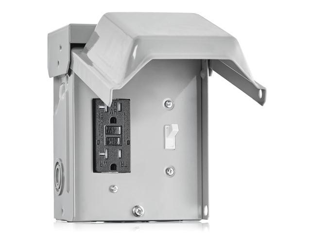 SURAIELEC Outdoor Electrical Outlet with Cover, 20 AMP WRTR GFCI Receptacle Plug, Rainproof 3R Enclosure, Weatherproof Exterior All Metal Power...