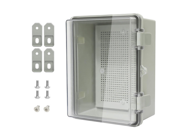 ABS Plastic Dustproof Waterproof IP65 Junction Box Hinged Shell Universal Electrical Project Enclosure Gray, with PC Transparent Clear Cover 8.7 x...
