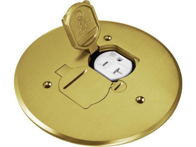 ENERLITES Dual Flip Lid Floor Box Cover, 5.625' Diameter, 20A Tamper-Weather Resistant Receptacle Outlet, Watertight Gaskets, 975517-C, UL Listed,...