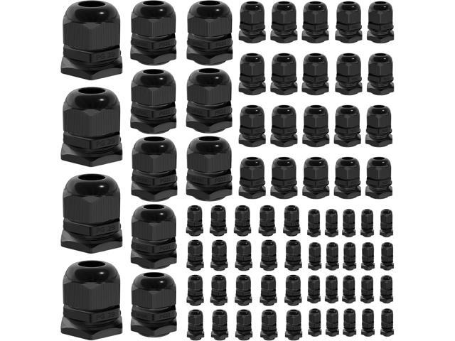 Joinfworld 72pcs Cable Glands Kit Waterproof Strain Relief Cord Connector Grip Weatherproof Cable Pass Through PG7 1/4' 1/2' 3/4' 1' NPT Wire Grommet