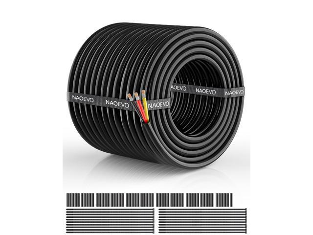 NAOEVO 14 Gauge Wire 3 Conductor Electrical Wire, 14 AWG Stranded PVC Cord, 12V Low Voltage/Tinned Copper/Flexible Cable for Automotive Wiring,...
