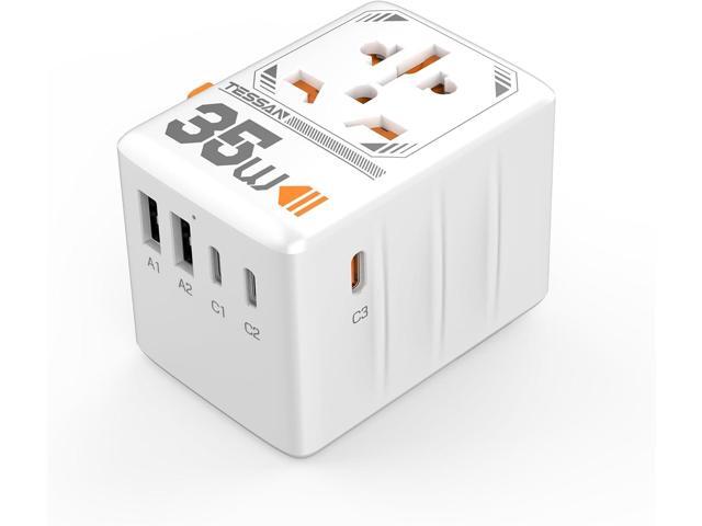 TESSAN Universal Travel Adapter 35W, International Plug Adaptor with 3 USB C and 2 USB A Charging Ports, Worldwide Power Outlet for US to European...