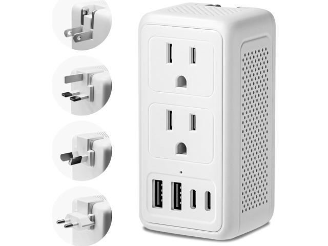 220V to 110V Converter, Voltage Converter US to Europe for Hair Dryer, International Universal Travel Adapter with 2 USB-A 2 USB-C Power Converter.