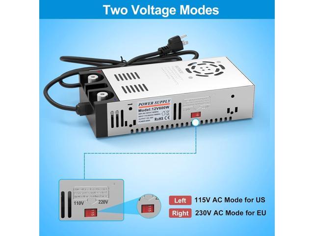 IMAYCC AC to DC Converter - 110V to 12V Power Supply, Universal 120V to 12V Converter Transformer, Max Current 50A 600W