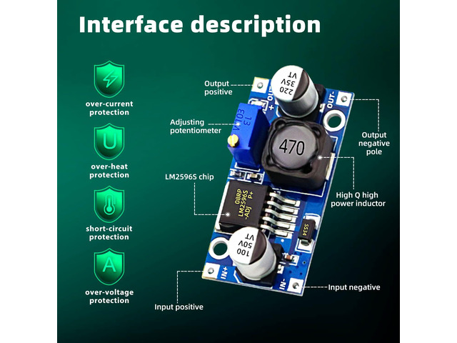 10 Pack LM2596 DC-DC Adjustable Buck Converter 3.0-40V to 1.5-35V Power Supply Step Down Voltage Regulator Module