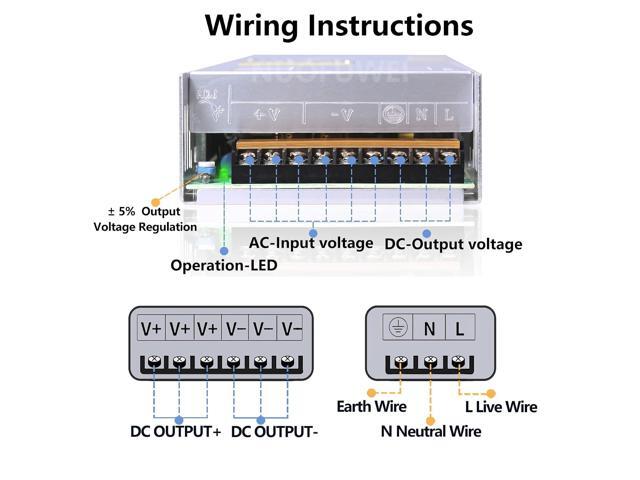 DC 60V 10A 600W Switching Power Supply Adapter - 110V AC to 60V DC Converter for Servos, Electric Motors, and More