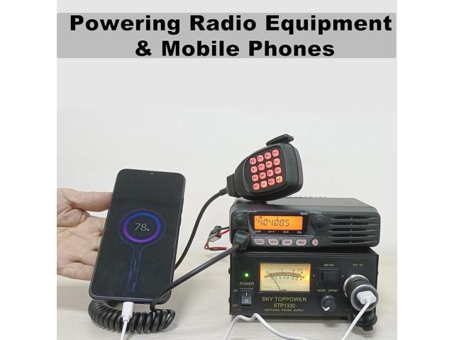 13.8V 30A Power Supply for Ham Radio - AC to DC Converter with Cigarette Lighter Socket & Cooling Fan, STP1330 (SKY TOPPOWER)