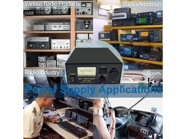 13.8V 30A Power Supply for Ham Radio - AC to DC Converter with Cigarette Lighter Socket & Cooling Fan, STP1330 (SKY TOPPOWER)