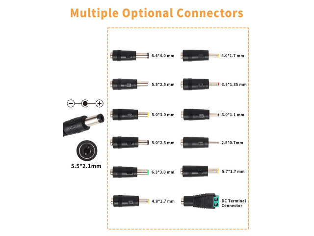 3~12V 12A 144W Adjustable Universal Power Supply Adapter, 3V 4V 5V 6V 7V 8V 9V 10V 11V 12V Variable DC Power Supply with Voltage Display 100V-240V...