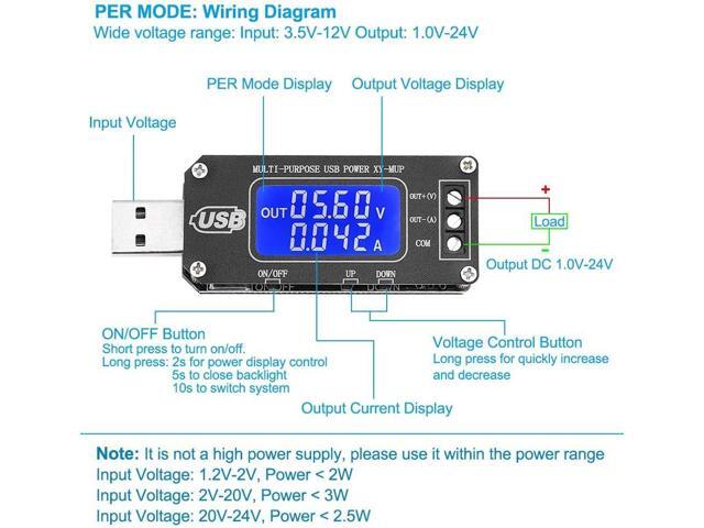 PEMENOL DC-DC CNC USB Step Up/Down Power Supply Regulator Module 3.5V-12V to 1.0V-24V 2-3W, Adjustable Boost Buck Voltage Converter Digital Display...