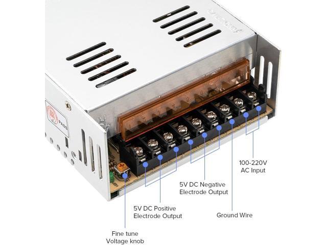 BTF-LIGHTING AC100-240V to DC5V50A Max250W Switching Power Supply Device Transformer Adapter Converter for LED Strip/String/LED Matrix,CCTV...