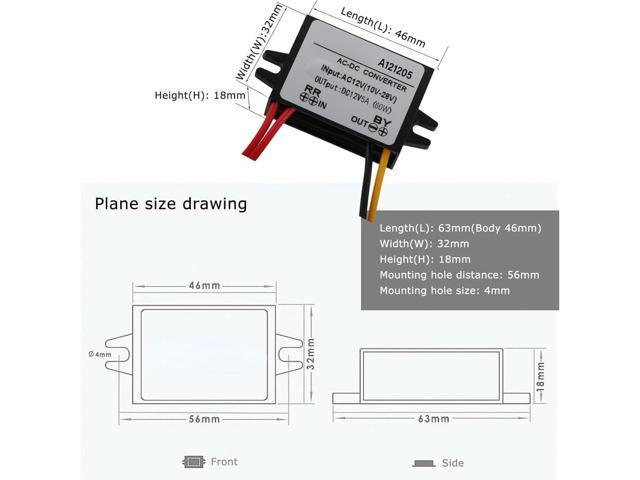 Step Down Converter Power Converter Waterproof Step Down Volt Converter AC 10-28V to DC 12V Buck Converter AC-DC Step Down Power Module(5A)