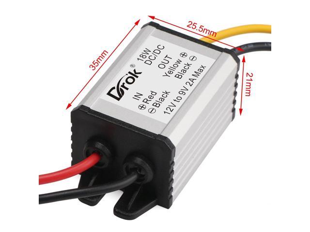 DROK 12V to 9V 2A 18W DC/DC Buck Power Converter Voltage Step Dowm Power Supply Waterproof